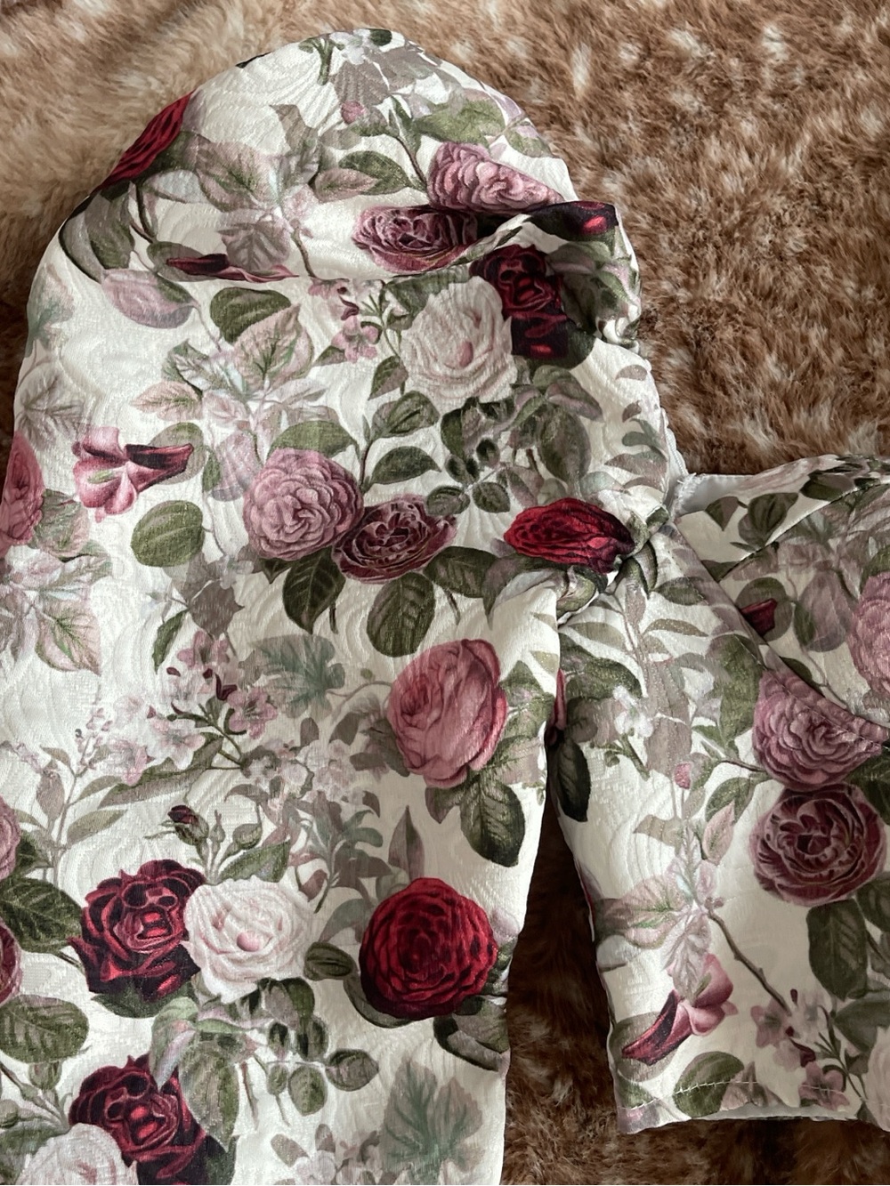 Floral Bustier Top in White with Pink & Red Roses - Picture 3 of 5